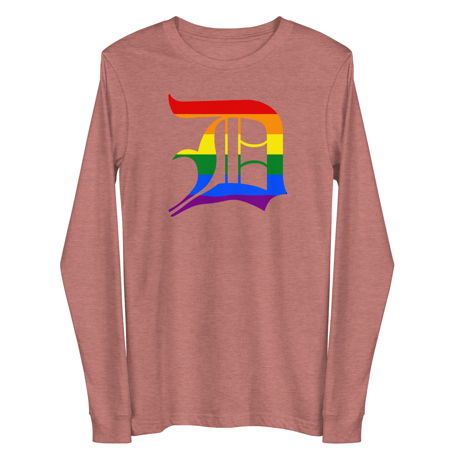 Detroit 'Old English D' T-Shirt (Rainbow Pride Edition) | Unisex Long Sleeve