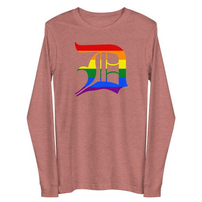 Detroit 'Old English D' T-Shirt (Rainbow Pride Edition) | Unisex Long Sleeve