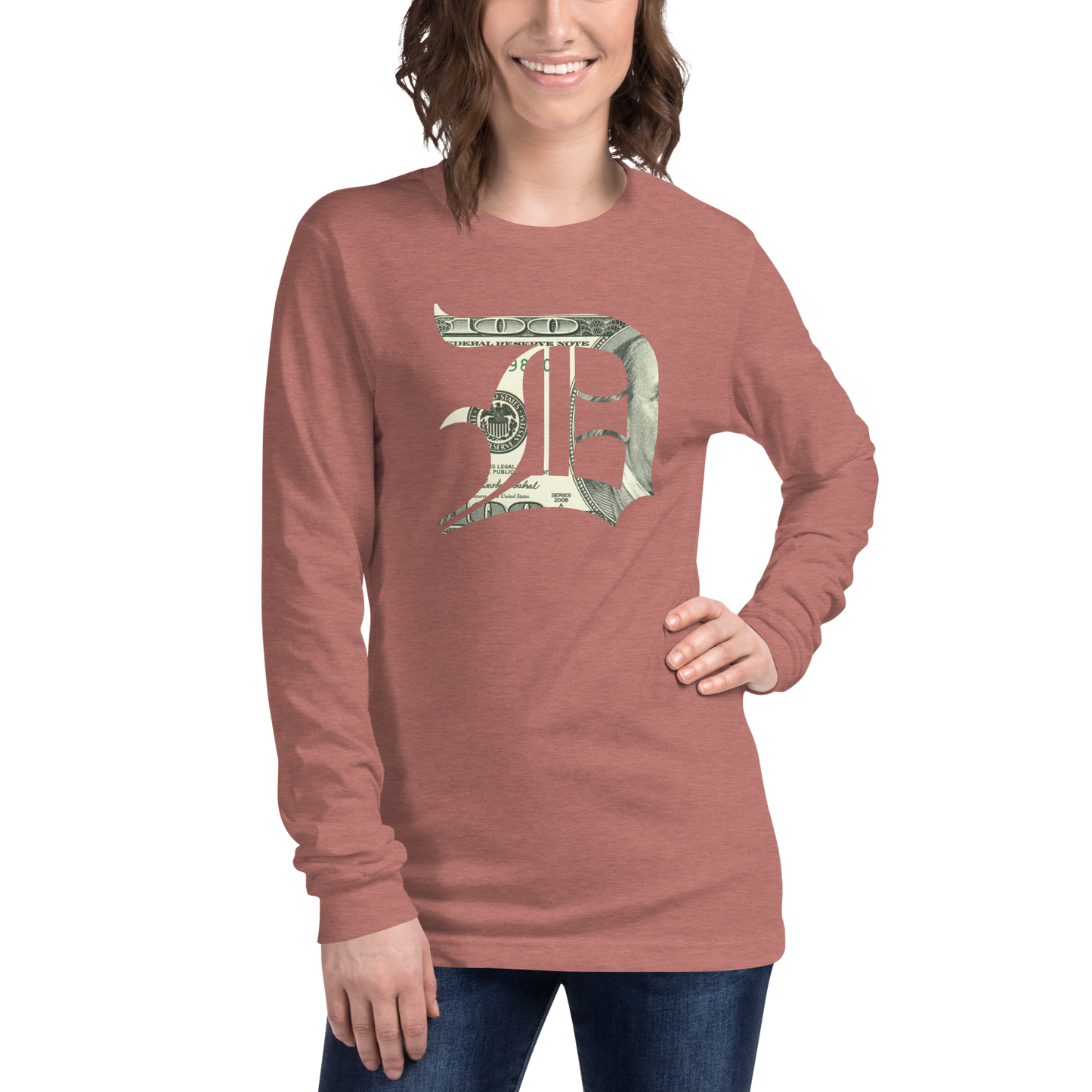 Detroit 'Old English D' T-Shirt (Benjamins Edition) | Unisex Long Sleeve