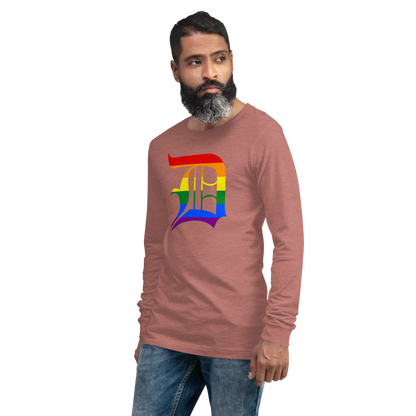 Detroit 'Old English D' T-Shirt (Rainbow Pride Edition) | Unisex Long Sleeve