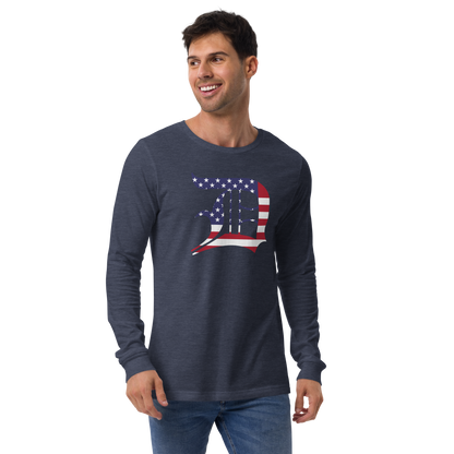 Detroit 'Old English D' T-Shirt (Patriotic Edition) | Unisex Long Sleeve