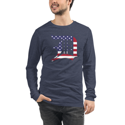 Detroit 'Old English D' T-Shirt (Patriotic Edition) | Unisex Long Sleeve