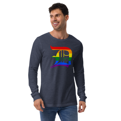 Detroit 'Old English D' T-Shirt (Rainbow Pride Edition) | Unisex Long Sleeve