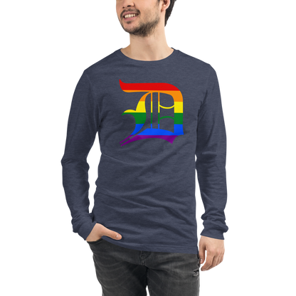 Detroit 'Old English D' T-Shirt (Rainbow Pride Edition) | Unisex Long Sleeve