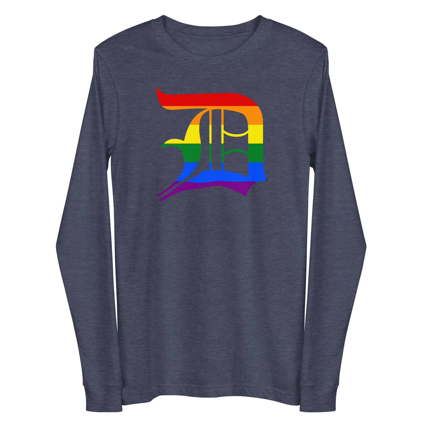 Detroit 'Old English D' T-Shirt (Rainbow Pride Edition) | Unisex Long Sleeve