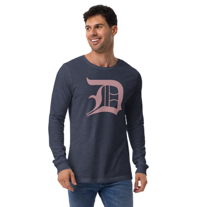 Detroit 'Old English D' T-Shirt (Cherry Blossom Pink) | Unisex Long Sleeve