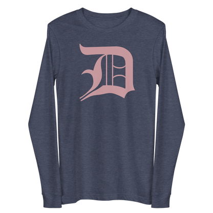 Detroit 'Old English D' T-Shirt (Cherry Blossom Pink) | Unisex Long Sleeve