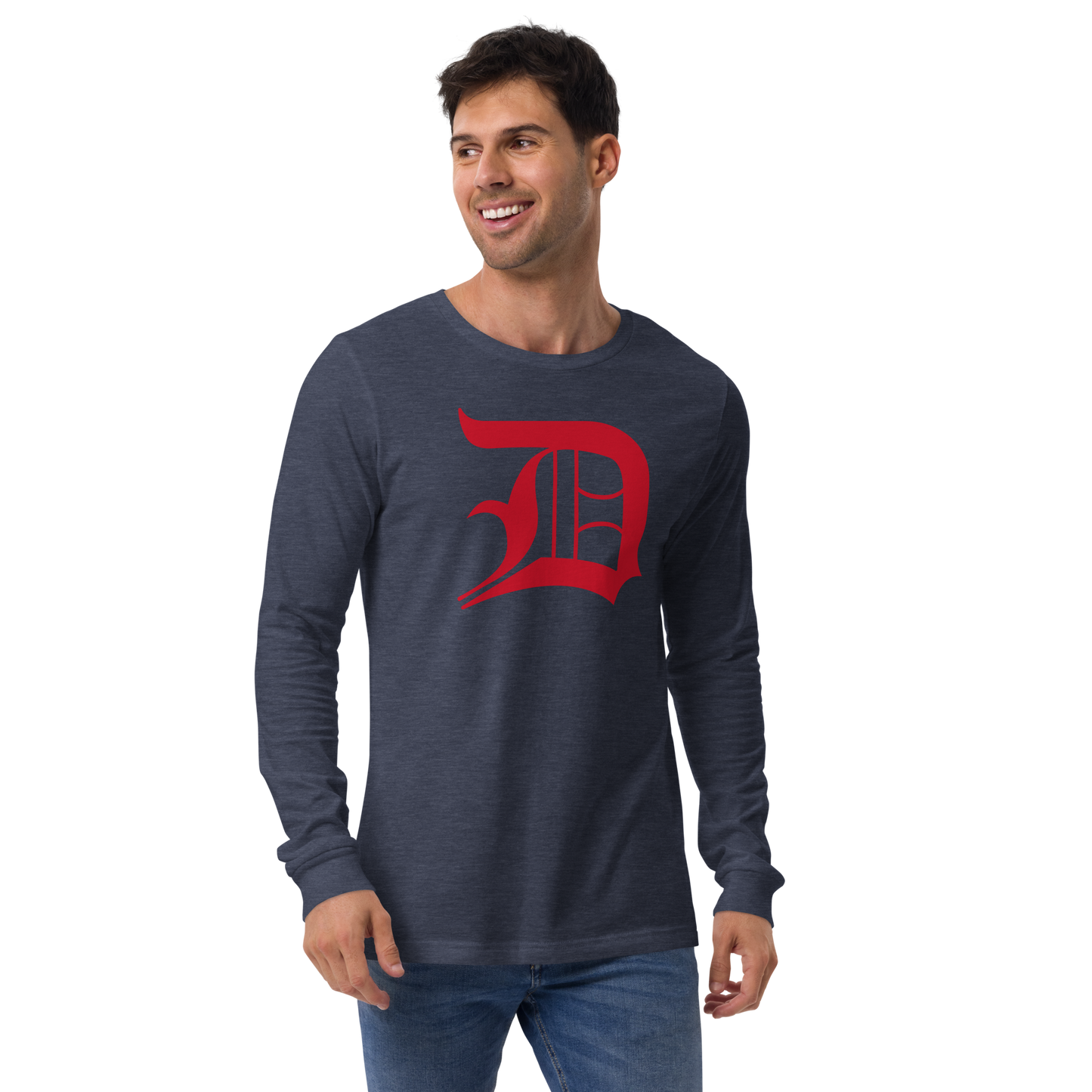 Detroit 'Old English D' T-Shirt (Aliform Red) | Unisex Long Sleeve