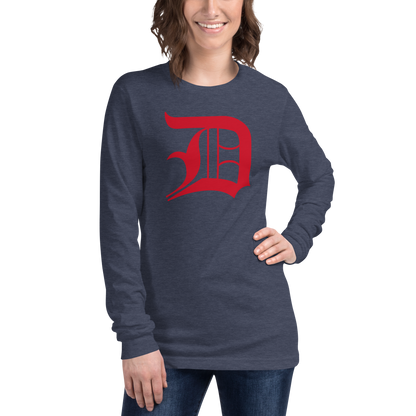 Detroit 'Old English D' T-Shirt (Aliform Red) | Unisex Long Sleeve