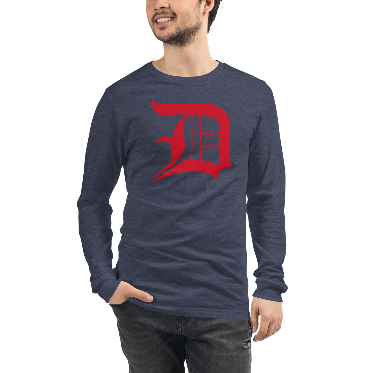 Detroit 'Old English D' T-Shirt (Aliform Red) | Unisex Long Sleeve