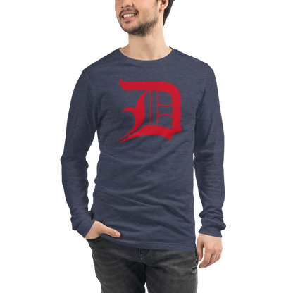 Detroit 'Old English D' T-Shirt (Aliform Red) | Unisex Long Sleeve