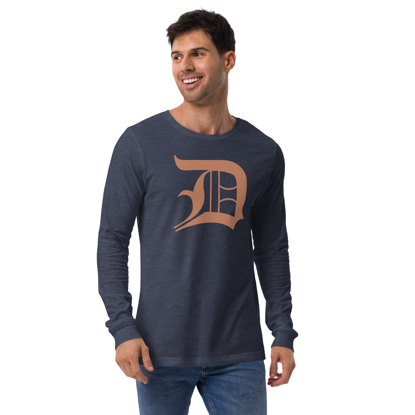 Detroit 'Old English D' T-Shirt (Copper Color) | Unisex Long Sleeve