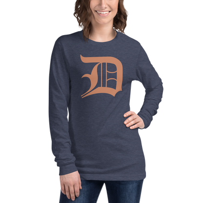 Detroit 'Old English D' T-Shirt (Copper Color) | Unisex Long Sleeve