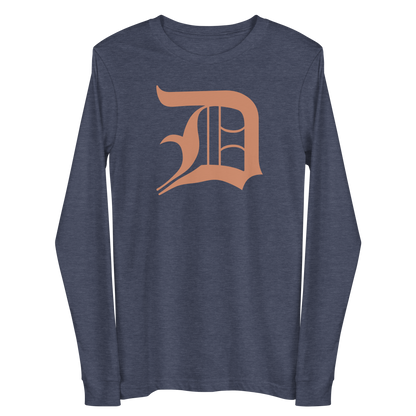 Detroit 'Old English D' T-Shirt (Copper Color) | Unisex Long Sleeve