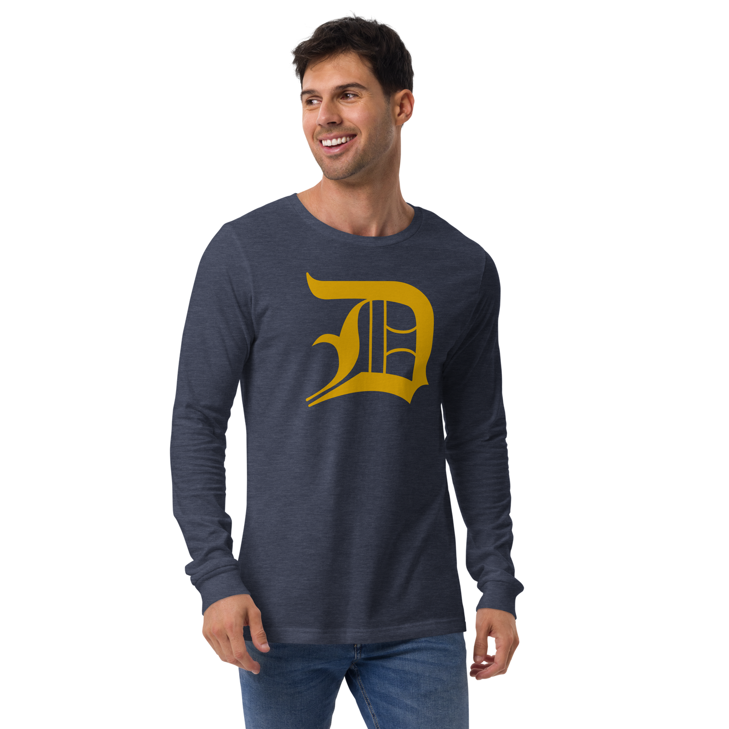 Detroit 'Old English D' T-Shirt (Gold) | Unisex Long Sleeve