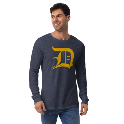 Detroit 'Old English D' T-Shirt (Gold) | Unisex Long Sleeve