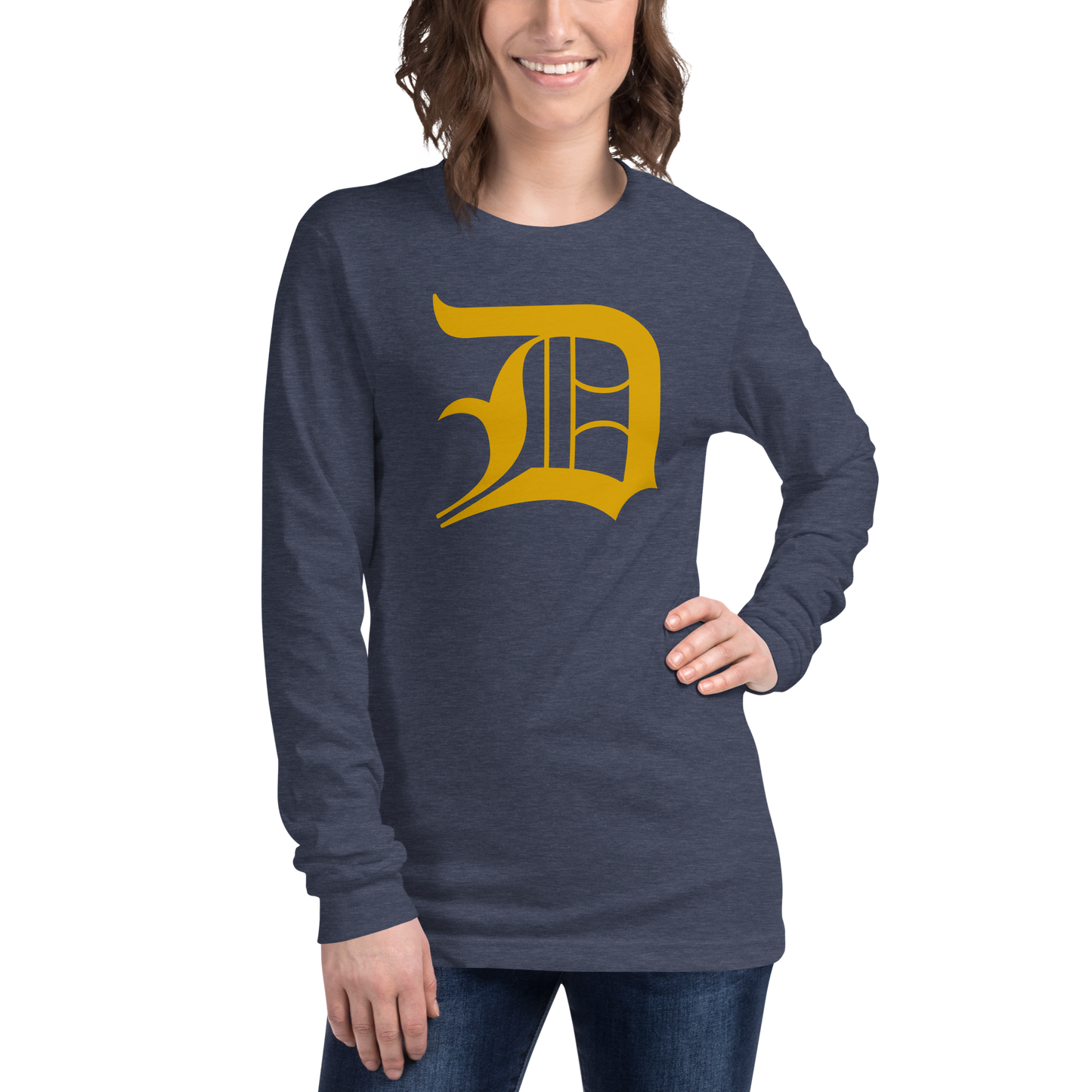 Detroit 'Old English D' T-Shirt (Gold) | Unisex Long Sleeve