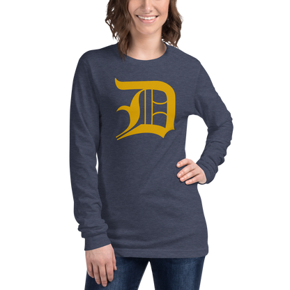 Detroit 'Old English D' T-Shirt (Gold) | Unisex Long Sleeve