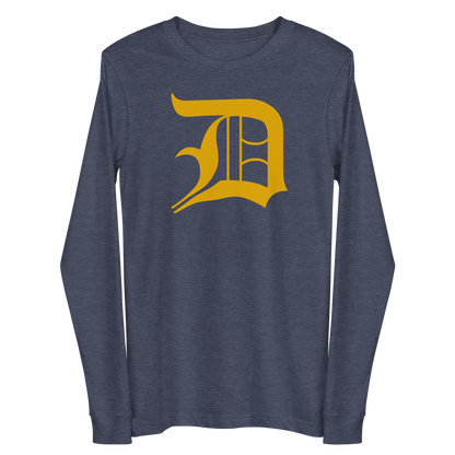 Detroit 'Old English D' T-Shirt (Gold) | Unisex Long Sleeve