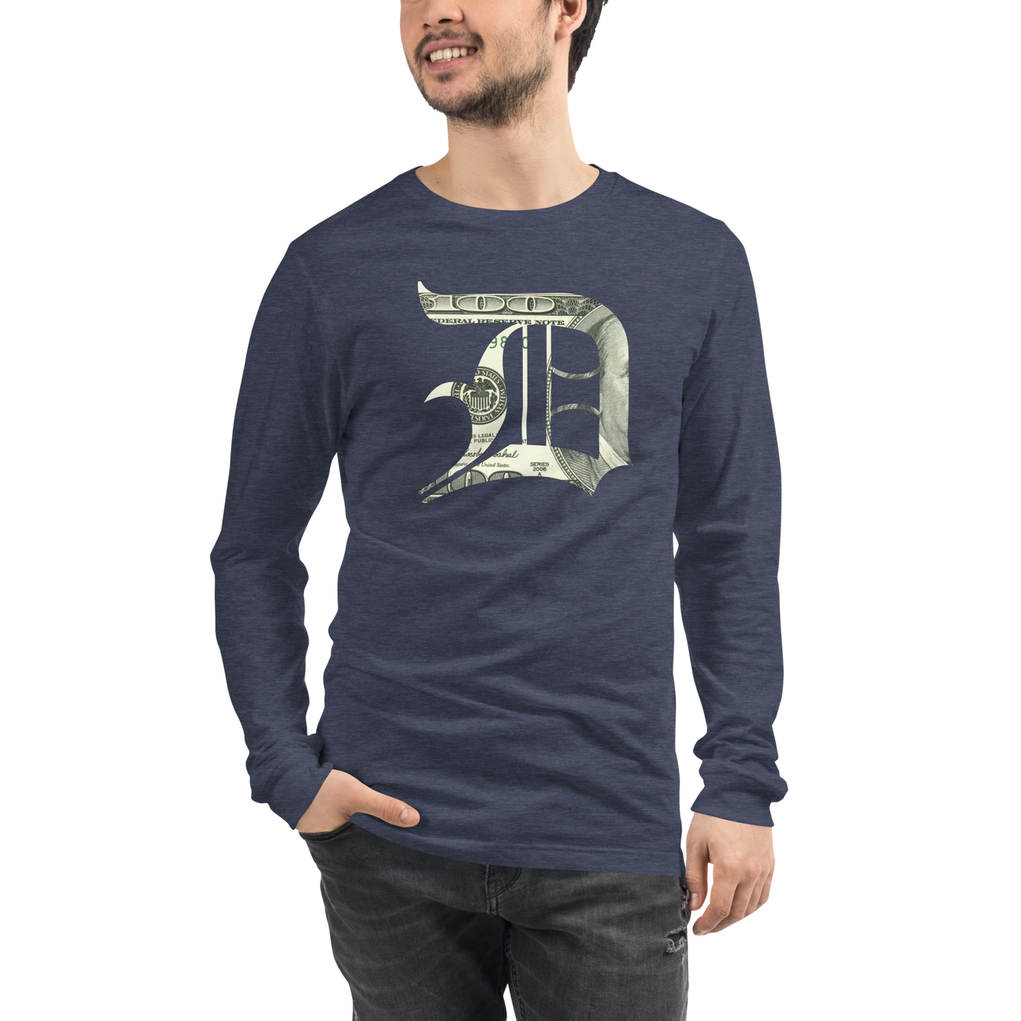 Detroit 'Old English D' T-Shirt (Benjamins Edition) | Unisex Long Sleeve