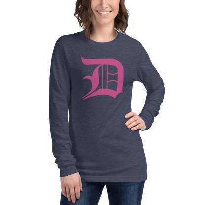 Detroit 'Old English D' T-Shirt (Apple Blossom Pink) | Unisex Long Sleeve