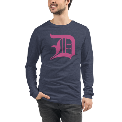 Detroit 'Old English D' T-Shirt (Apple Blossom Pink) | Unisex Long Sleeve