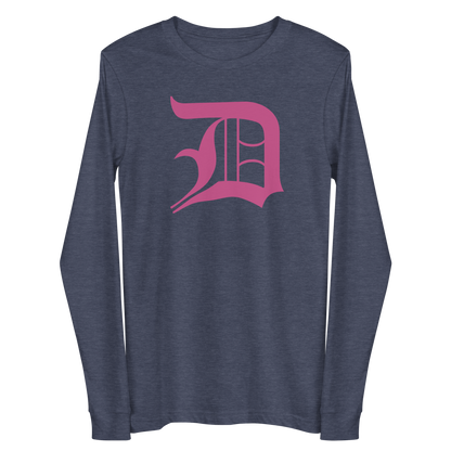 Detroit 'Old English D' T-Shirt (Apple Blossom Pink) | Unisex Long Sleeve