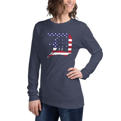 Detroit 'Old English D' T-Shirt (Patriotic Edition) | Unisex Long Sleeve