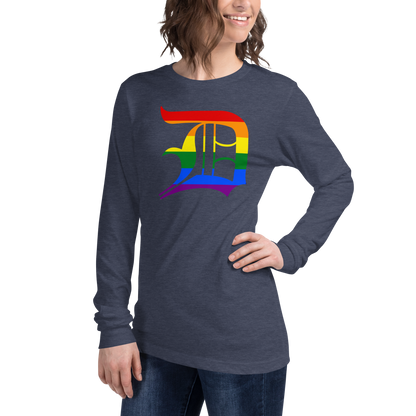 Detroit 'Old English D' T-Shirt (Rainbow Pride Edition) | Unisex Long Sleeve