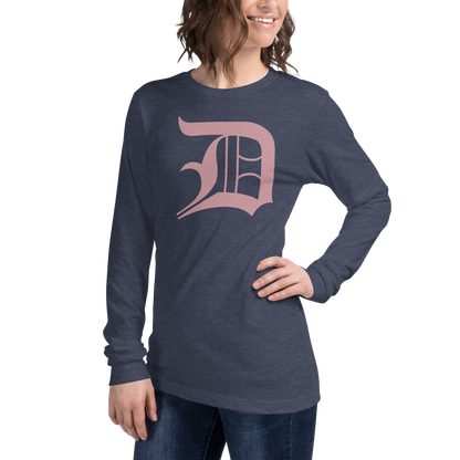 Detroit 'Old English D' T-Shirt (Cherry Blossom Pink) | Unisex Long Sleeve