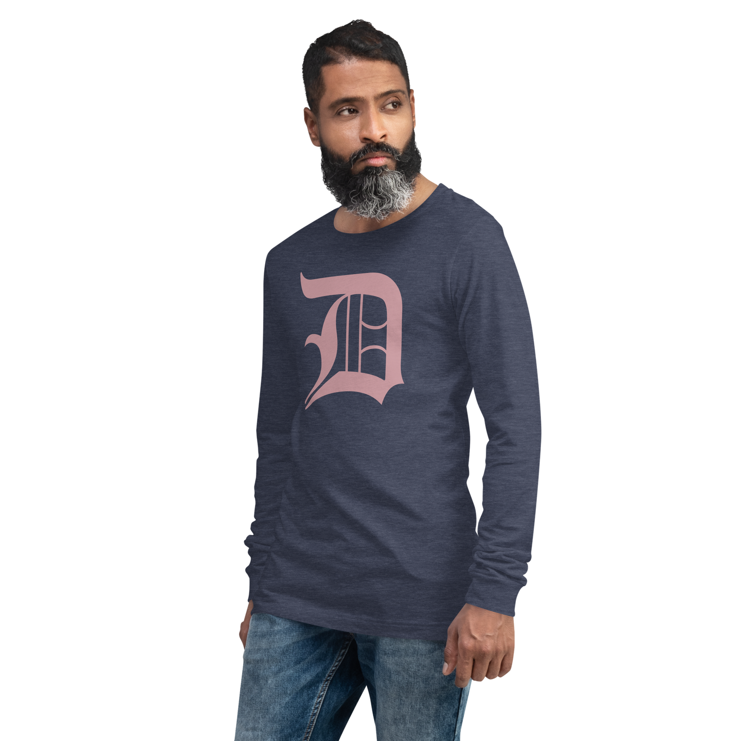 Detroit 'Old English D' T-Shirt (Cherry Blossom Pink) | Unisex Long Sleeve