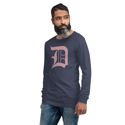 Detroit 'Old English D' T-Shirt (Cherry Blossom Pink) | Unisex Long Sleeve