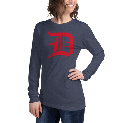 Detroit 'Old English D' T-Shirt (Aliform Red) | Unisex Long Sleeve