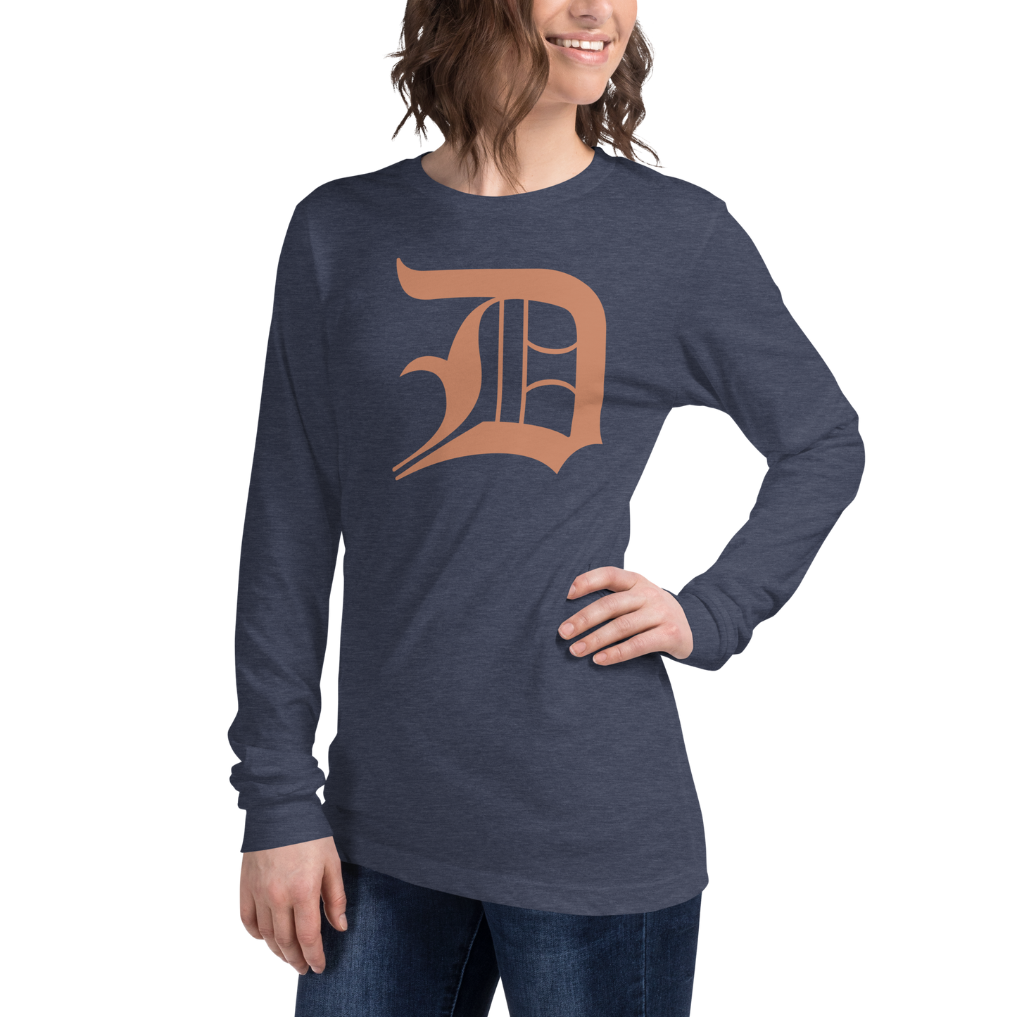 Detroit 'Old English D' T-Shirt (Copper Color) | Unisex Long Sleeve