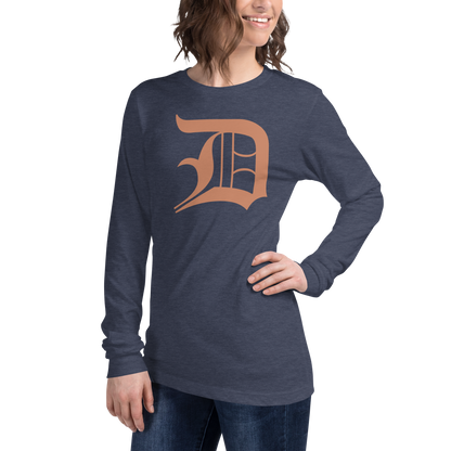 Detroit 'Old English D' T-Shirt (Copper Color) | Unisex Long Sleeve