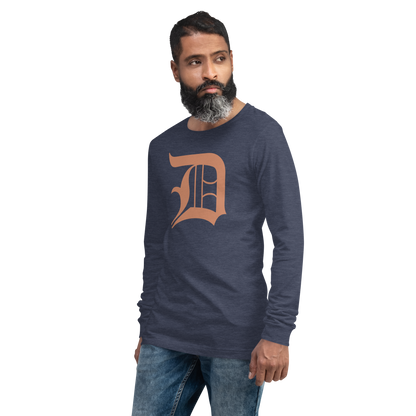 Detroit 'Old English D' T-Shirt (Copper Color) | Unisex Long Sleeve