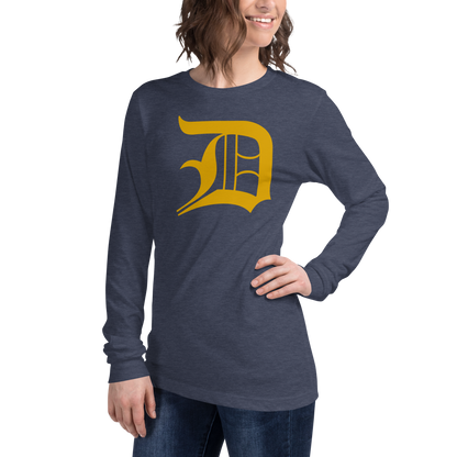 Detroit 'Old English D' T-Shirt (Gold) | Unisex Long Sleeve