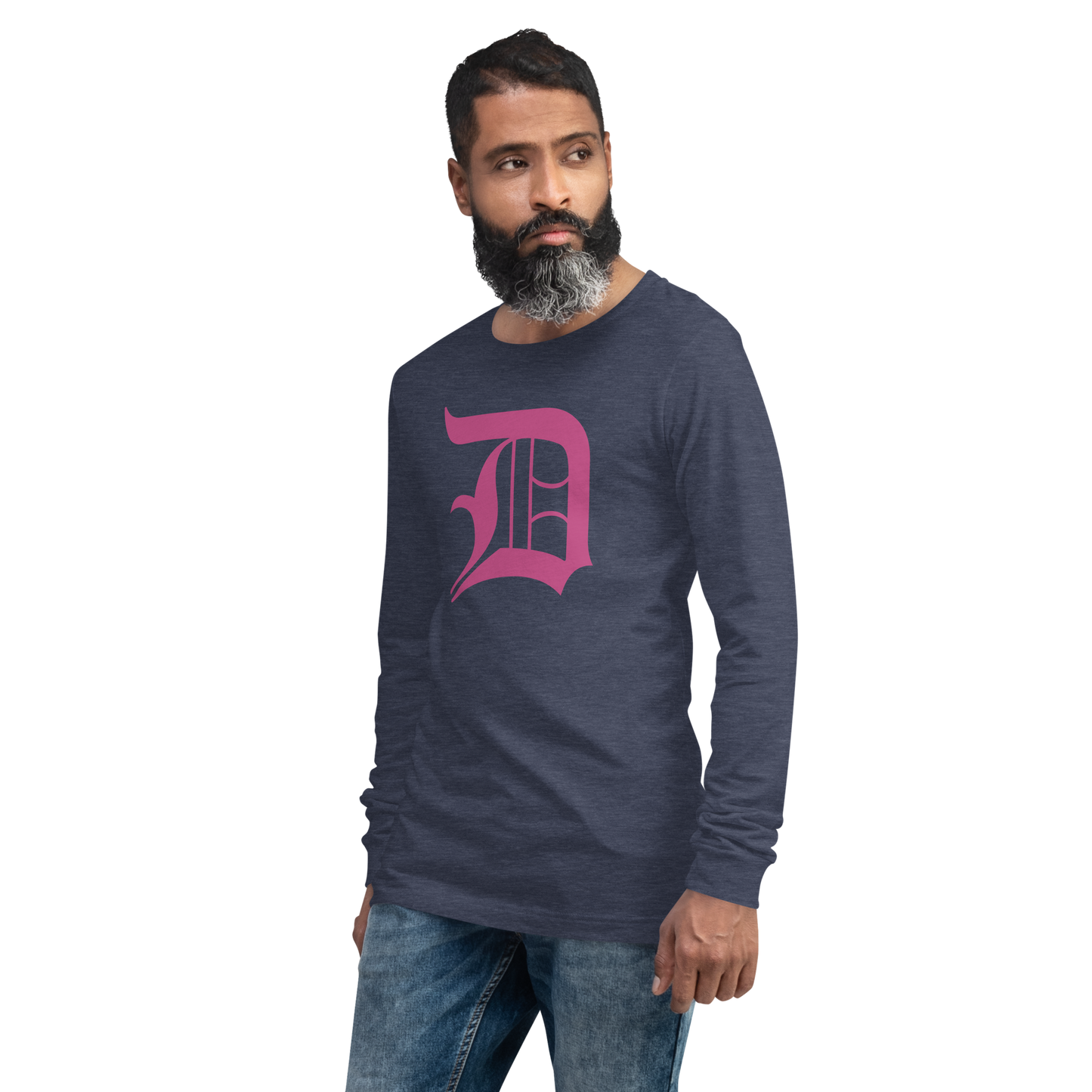 Detroit 'Old English D' T-Shirt (Apple Blossom Pink) | Unisex Long Sleeve