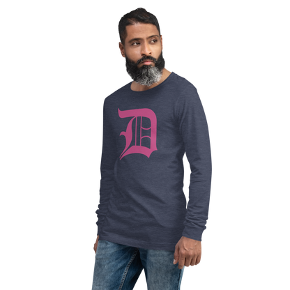 Detroit 'Old English D' T-Shirt (Apple Blossom Pink) | Unisex Long Sleeve