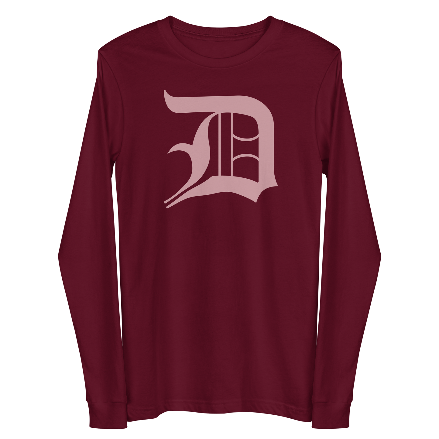 Detroit 'Old English D' T-Shirt (Cherry Blossom Pink) | Unisex Long Sleeve