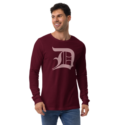 Detroit 'Old English D' T-Shirt (Cherry Blossom Pink) | Unisex Long Sleeve