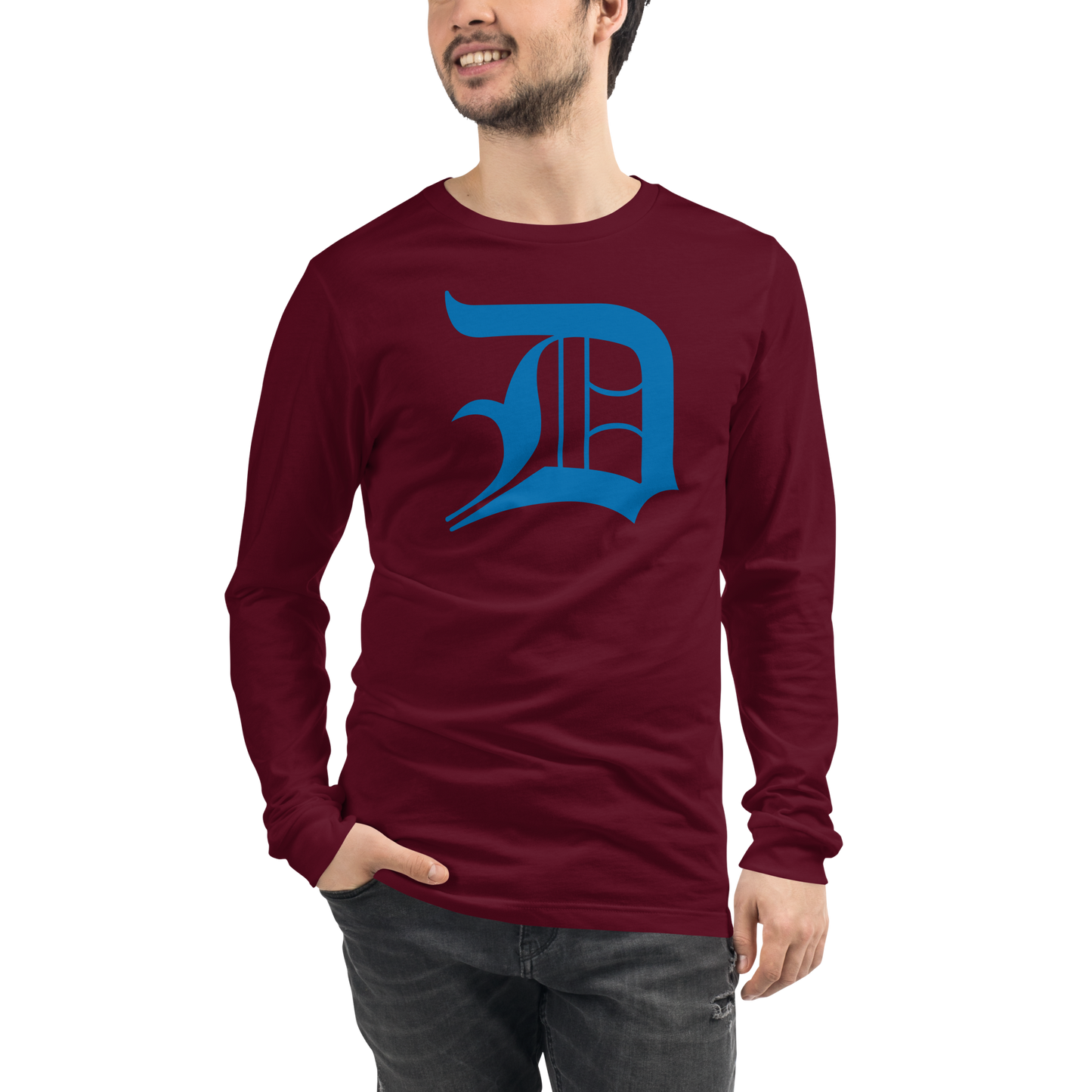 Detroit 'Old English D' T-Shirt (Azure) | Unisex Long Sleeve