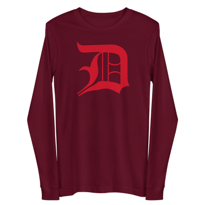 Detroit 'Old English D' T-Shirt (Aliform Red) | Unisex Long Sleeve