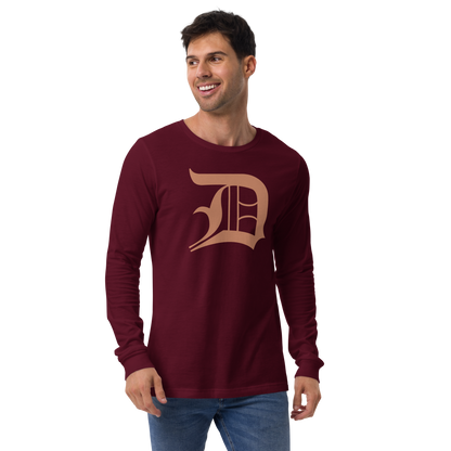 Detroit 'Old English D' T-Shirt (Copper Color) | Unisex Long Sleeve