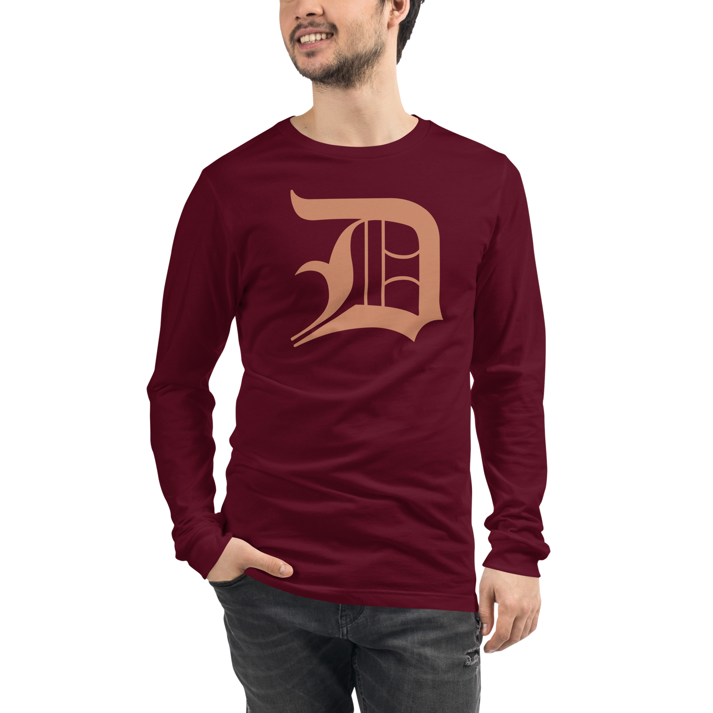 Detroit 'Old English D' T-Shirt (Copper Color) | Unisex Long Sleeve