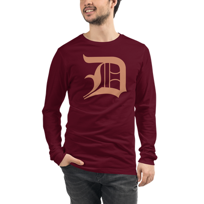 Detroit 'Old English D' T-Shirt (Copper Color) | Unisex Long Sleeve