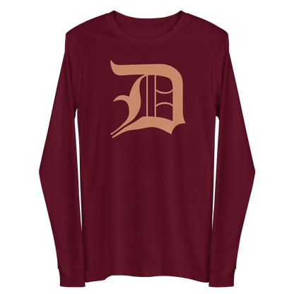 Detroit 'Old English D' T-Shirt (Copper Color) | Unisex Long Sleeve