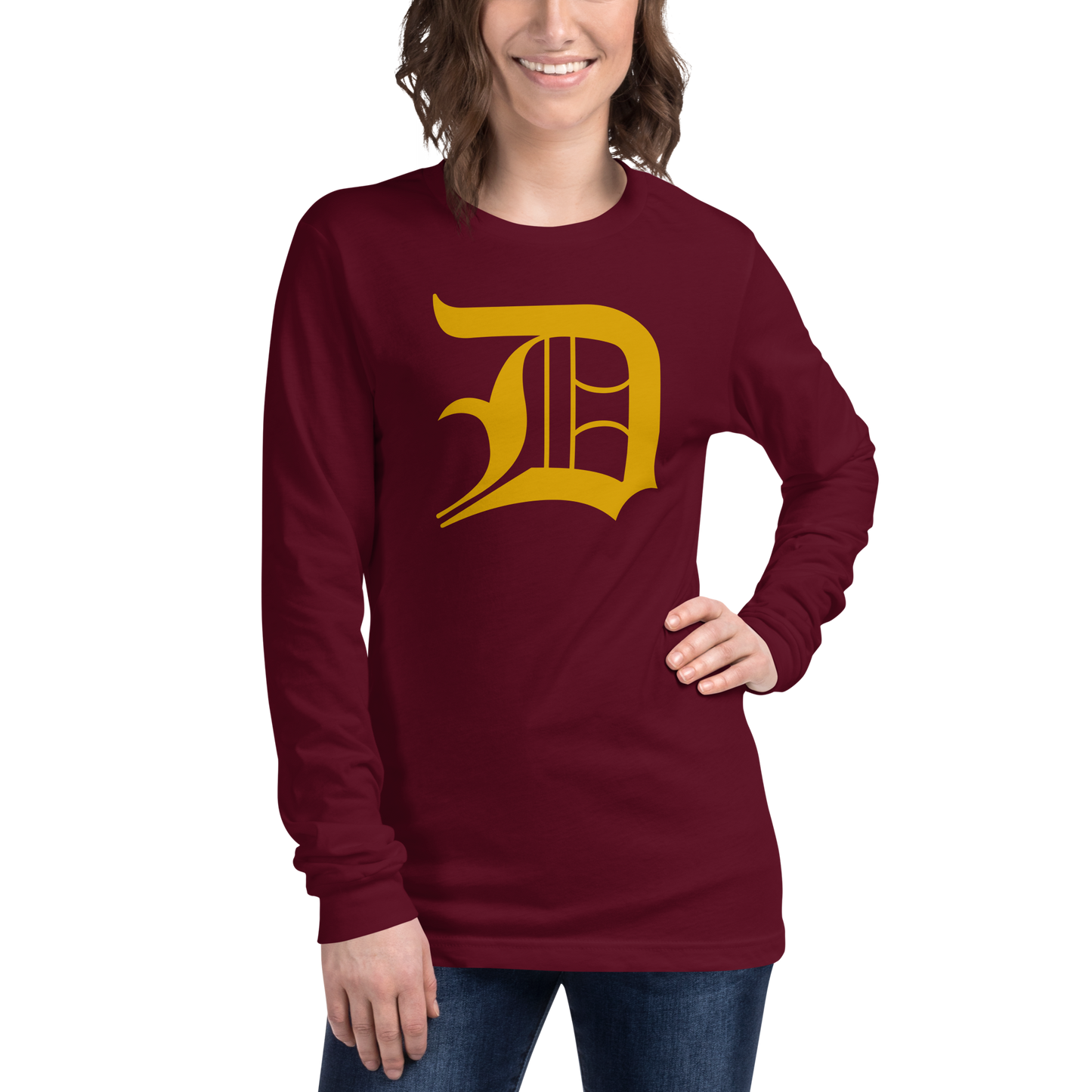 Detroit 'Old English D' T-Shirt (Gold) | Unisex Long Sleeve