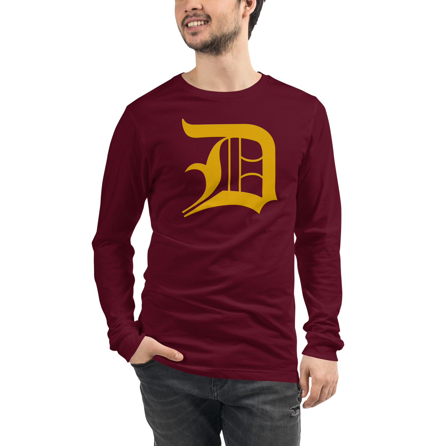 Detroit 'Old English D' T-Shirt (Gold) | Unisex Long Sleeve