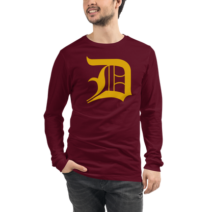 Detroit 'Old English D' T-Shirt (Gold) | Unisex Long Sleeve